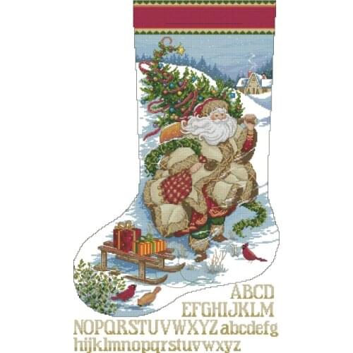 Top Quality Beautiful Lovely Counted Cross Stitch Kit Christmas Stocking Nicholas Santa Father Gift dim 08752