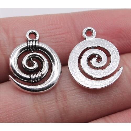 WYSIWYG 10pcs Tibetan Silver Color Spiral Swirl Charms Pendants Beads For Jewelry Making Findings 19x15mm