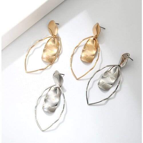 Boho European Metal Earrings Indian Jewelry Irregular Geometric Earrings Silver Gold Love Heart Earrings Statement Brincos