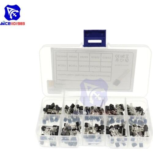 Diymore 10Values 200PCS NPN PNP Transistor TO-92 Power General Purpose Transistor Assortment Kit A1015 C1815 S8050 2N2222 2N3904
