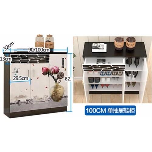 100*82*32CM Wood Shoe Cabinet Modern Door Cabinet Shoe Storage Box Simple Shoe Rack