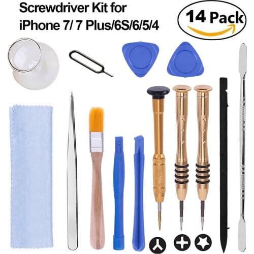 14PCS Mobile Phone Repair Tools Kit Opening Tool Screwdriver Set for iPhone X 8 7 6S 6 Plus Hand Tools Set