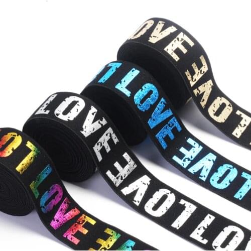 2.5cm 4cm Elastic Band Printing LOVE Rubber Webbing Rubber Band Pattern Love Elastic Belt for Clothing Trousers Sewing Supplies