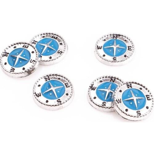 20Pcs/Lot Enamel Compass Floating Charms Fit Living Glass Floating Locket Bracelet Jewelry Accessories