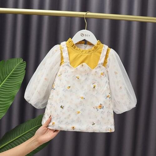 2021 Winter Yellow Thicken Children Clothes Baby Girls Patchwork New Years Dress Kids Cotton cloth Dress Girls Outwear MB33