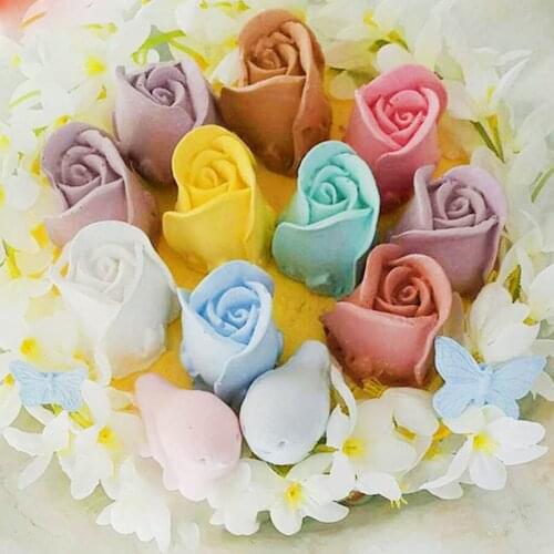 Feiqiong 3D Rose Food Grade Silicone Soap Mould Solid Color DIY Flower Fondant Soap Molds Baking Tool Fashion Mould
