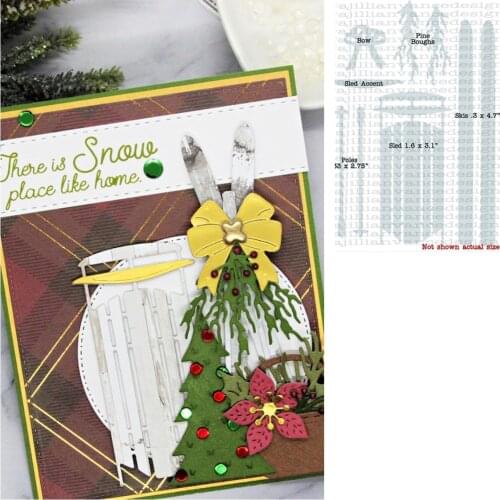 Antique Sled and Skis Metal Cutting Die Scrapbook Craft Template Cut Die DIY Greeting Embossed Paper Card Album Stencils New