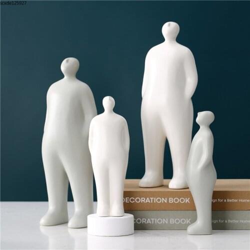 European Abstract White Ceramic Figure Statue Father and Son Sculpture Crafts Modern Porch Living Room Decoration Birthday Gift
