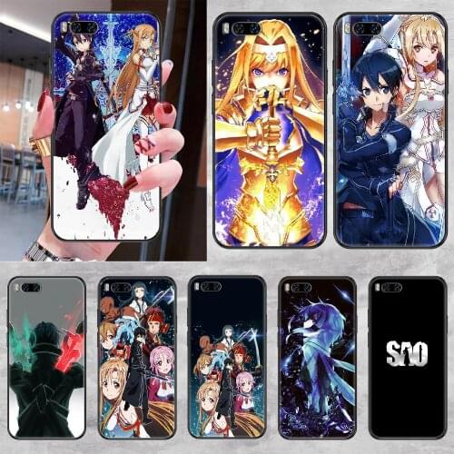 Anime SAO Sword Art Online Phone case For Xiaomi Mi Max Note 3 A2 A3 8 9 9T 10 Lite Pro Ultra black art hoesjes trend prime