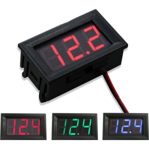 Digital Voltmeter DC 3.5V to 30V Digital Voltmeter Voltage Panel Meter Red/Blue/Green For 6V 12V Electromobile Motorcycle Car