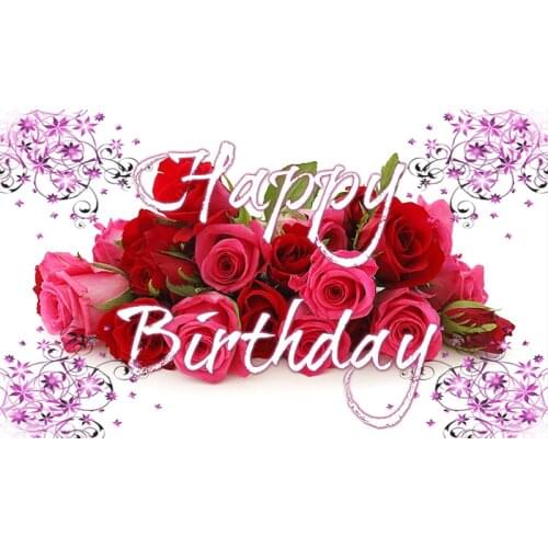 Happy birthday flag with rose any name sport logo or brand logo music flag custom gift 3x5ft flag banner