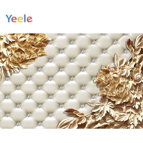 Yeele Wedding Photocall Bedhead Gold Flower diamond Photography Backdrops Personalized Photographic Backgrounds For Photo Studio