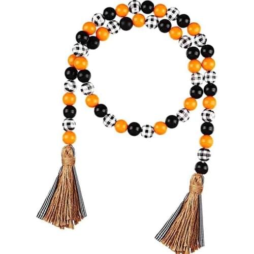 Halloween Wooden Bead String Tassel Oranments Party Carnival Home Wall Decoration Pendant