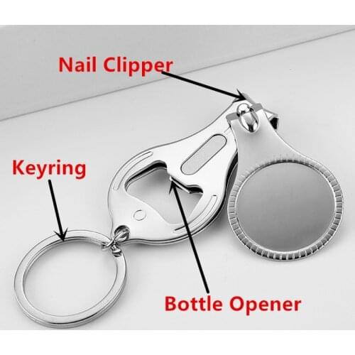 Pocket Multi Tool Nail Trimmer Key Ring Bottle Opener Keychain Trim Manicure Nail Clipper Cutter Outdoor Camp Fold Nipper