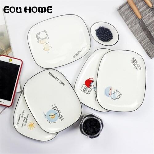 1Pce Nordic Style Ceramic Serving Plates Unique Fruit Salad Cake Dessert Plate Creative Western Letter Dish Breakfast Plate