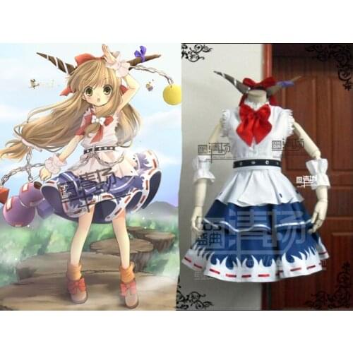 Touhou Project Ibuki Suika Cosplay Costume with hair accessory 11