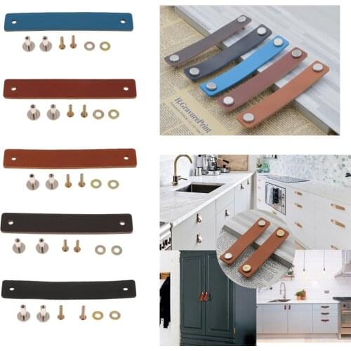 Nordic Handmade Leather Door Handle Pulls Knob Kitchen Furniture Drawer Cabinet Handles Pull Knob, High Quality and Durable