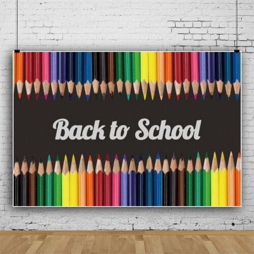 Laeacco Colorful Pencil Black Board Back To School Party Poster Banners Photo Backdrop Photography Background For Photo Studio