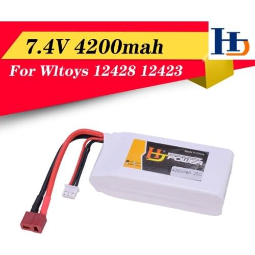 HJ 7.4V 4200mah 25C 2S Lipo Battery T Plug High Capacity For Wltoys 1:12 RC Crawler Car 12428 12429