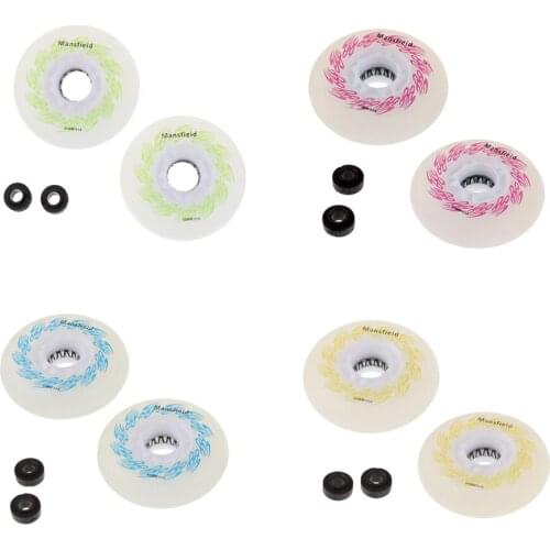 MagiDeal 2 Pieces LED Light Up Inline Sliding Flash PU Roller Skate Wheel 80mm