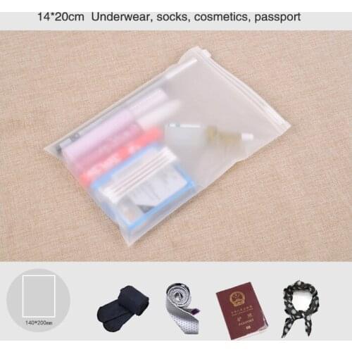 Matte frosted travel storage custom size pouches sealed waterproof transparent zip lock bags for clothing
