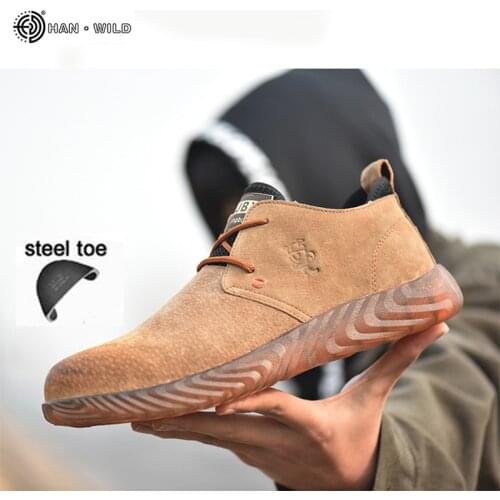 Fashion Mens Steel Toe Safety Shoes Leather Bulletproof Material Soles Lightweight Insulation Site Welder Work Safety Boot