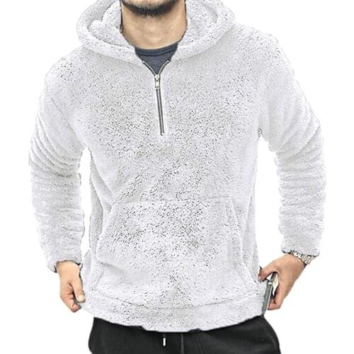 Fashionable Men Hooded Long Sleeve Zipper Collar with Pocket for Autumn and Winter, Polar Fleece Material
