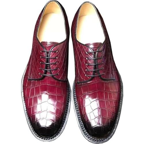 Chue crocodile leather men shoes manual brush color men suit business crocodile Leather men shoes