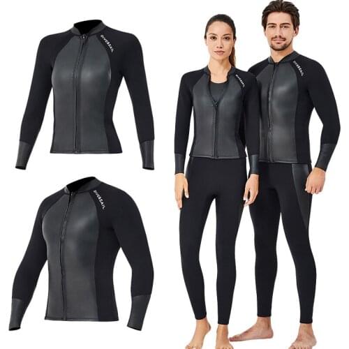 Mens Womens Wetsuits Jacket 2mm Neoprene Wet Suit Top with Front Zipper Long Sleeves, Diving Suit for Snorkeling,Scuba 1.5mm/3mm