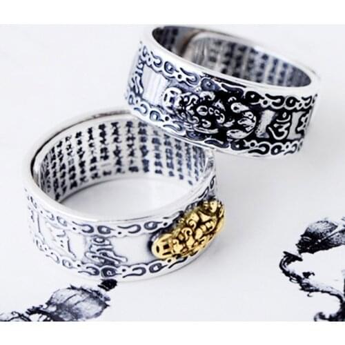 Mens Rings Neutral Feng Shui Amulet Fortune Lucky Meaning Adjustable Rings Mens Buddhist Jewelry Rings Neutral