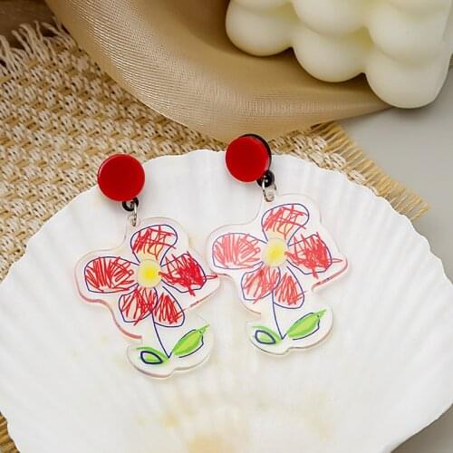New Trend Statement Acrylic Flower Leaf Earrings for Women Statement Creative Pendants Designer Woman Earring Party Cool Jewelry