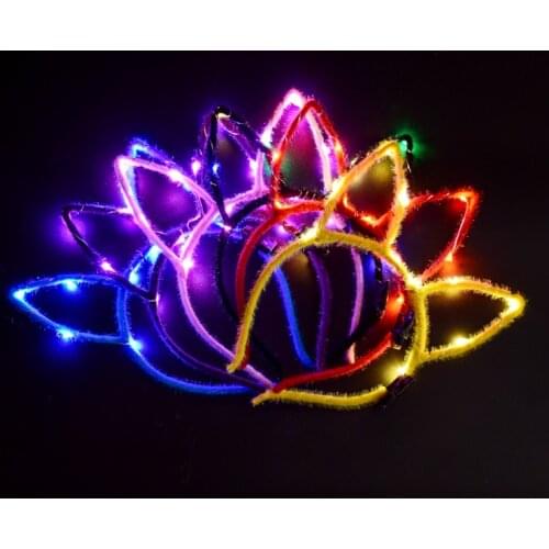 2pcs/set New Glow Rabbit Ear Hair Hoop Bunny Glow Headband Toys For Children Christmas Gift at Random