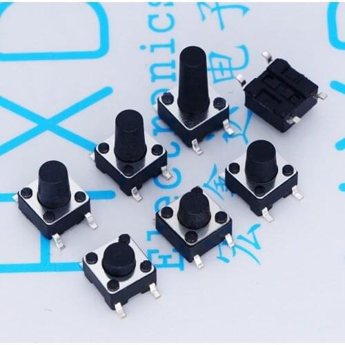 Mirco Switch 12V 0.1A 6*6*4.3H/4.5/5/5.5/6/7/8/9/12/13mm SMD 4pin copper foot Tact Switch legs small button for Induction Cooker