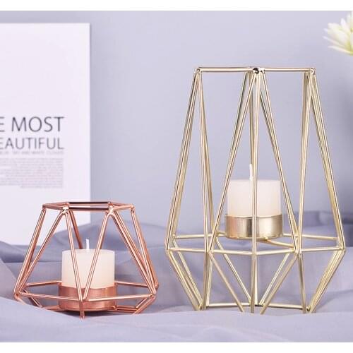 Iron Geometric Candle Holders Nordic Style Wrought Rack Home Decoration Metal Crafts Desktop Xmas Home Decoration Craft Leuchter