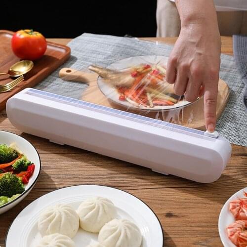 Film Cutter Cutter Foil Cling Film Wrap Storage Dispenser Durable Non-toxic Punch-free Suction Cup Wall Hanging Kitchen Tool