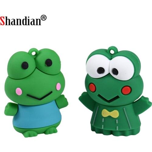 SHANDIAN cartoon cute frog model usb 2.0 4GB 8GB 16GB 32GB 64GB pen drive USB Pendrive Flash Drive creative U disk