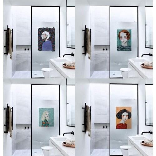 Nordic girl print Window Film Frosted Opaque Privacy Home Decor Glass Sticker bathroom Shower Door Glass Film