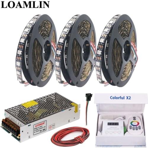 WS2812B WS2812 RGB Led Strip Light Colorful x2 RGB Led Music Controller DC5V Led Transformer Kit
