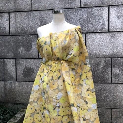 FYHH High Quality Natural 100% Pure Ramie Cloth Printed Fabric For Sewing Dresses Robe Summer Thin DIY Handmade Designer Fabrics