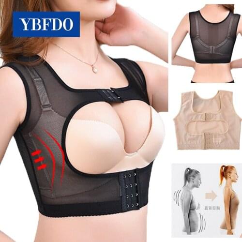 YBFDO Women Girdle Posture Corrector Bra Mesh Breathable Body Shaper Hunchback Relief Lift Up Bralette Shockproof Back Support