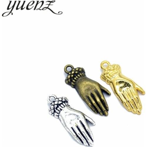 YuenZ 10pcs Antique Silver color gloves Charms Pendants for Bracelet Necklace DIY Jewelry Making Finding Accessories 26*10mmN133