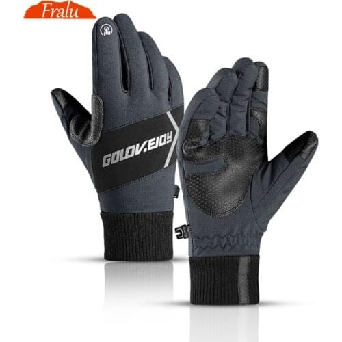 Winter Gloves For Men Anti-Slip Waterproof Touch Screen Gloves Skiing Cycling Cold-proof Thick Warm Mens Gloves Night Reflective