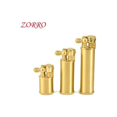 ZORRO mini gasoline lighter cylinder brass grinding wheel portable oil lighter 35*17mm