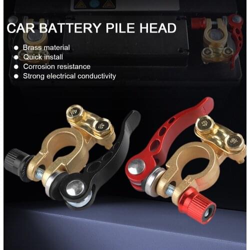 1 Pair Quick Disconnect Car Battery Terminal Brass Cable Post Terminal Quick Release Shut-Off Connectors