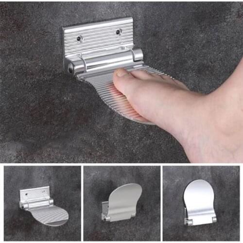 Shower Footstool Aluminium Alloy Black/Silver Wall Mounted 1pc Shower Footstool Bathroom Rest Pedestal Footstool Hardware