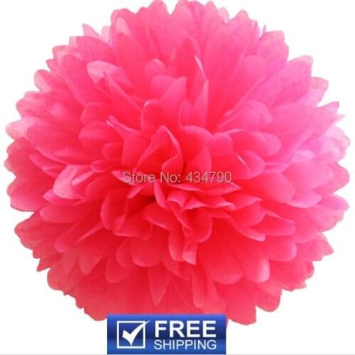 20pcs 14"(35cm) Tissue Paper Flower Balls Fuchsia-Wedding Nursery Party Decor Large Hanging Room Pom Poms-Choose Your Colors