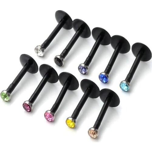 20pcs/lot mix color biaplast barbell labret lip rint New Star Body Piercing Jewelry lip piercing jewelry wholesale factory price