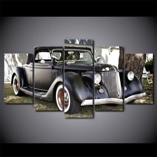 5 Panel Vintage Cars Painting Wall Art Poster HD Printed Modern Canvas Living Room Pictures Home Decoration Modular Frame