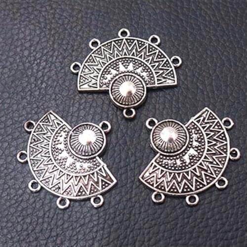 5pcs Silver Plated Sector Porous Connectors Charm Metal Pendants DIY Necklaces Earrings Jewelry Handicraft Accessories 35*31mm