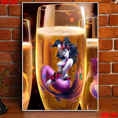 5D Embroidery Mermaid in the cup Drawing Needlework Full Diamond Mosaic Cross stitch DIY Diamond Painting artwork Decor puzzle
